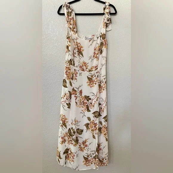 NWT Reformation Aden Dress Floral Print In NEUTRAL MOTIF Sz 8 - Picture 5 of 12